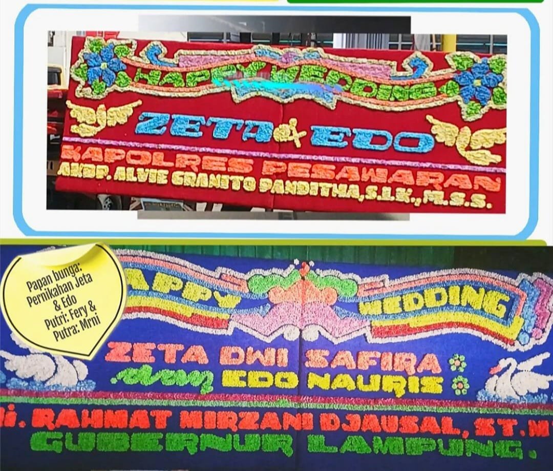 Irjen Helmi, Mantan Kapolda Seta Gubernur Lampung: Meriahkan Pernikahan Zeta & Edo. Papan Bunga Ucapan Selamat Padati Taman Sari