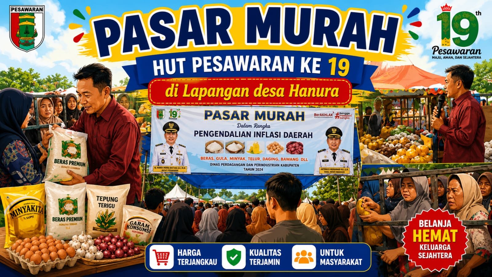 Pasar Murah HUT Pesawaran Diserbu Warga, Ratusan Paket Sembako Ludes Setiap Hari.