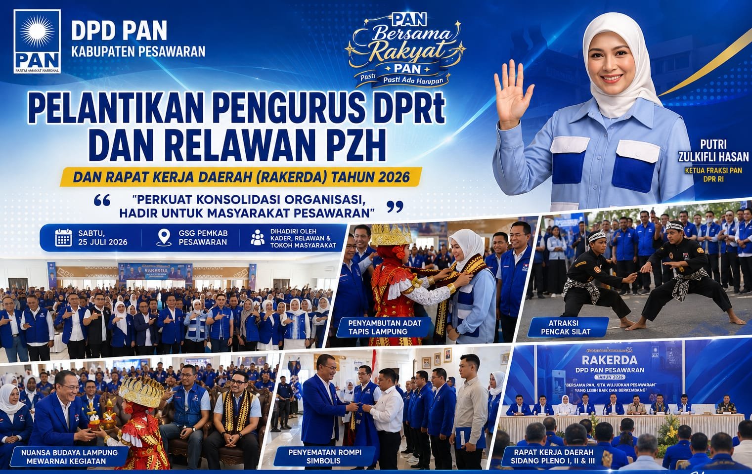 Putri Zulkifli Hasan Lantik Pengurus DPRt dan Relawan PZH, PAN Pesawaran Mantapkan Konsolidasi Organisasi
