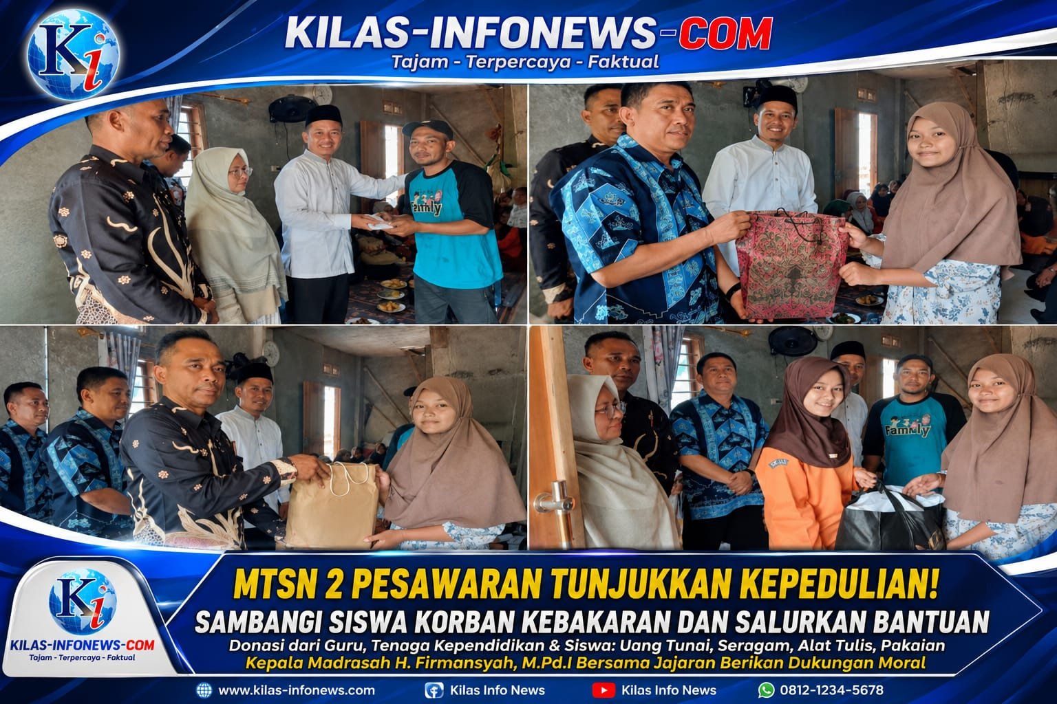 Tak Hanya Mengajar, MTsN 2 Pesawaran Hadir Saat Siswa Tertimpa Musibah, Donasi Guru dan Siswa Disalurkan
