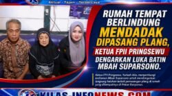 RUMAH TEMPAT BERLINDUNG MENDADAK DIPASANG PLANG, KETUA FPII PRINGSEWU DENGARKAN LUKA BATIN MBAH SUPARSONO.