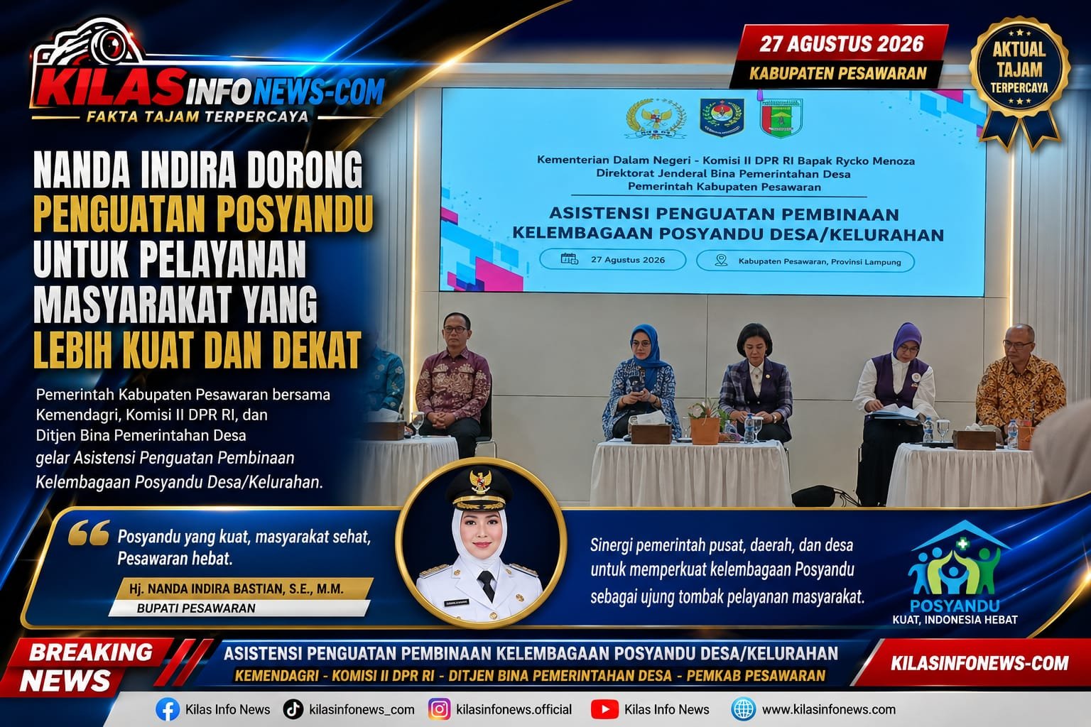 Nanda Indira Dorong Penguatan Kelembagaan Posyandu Desa/Kelurahan di Pesawaran.