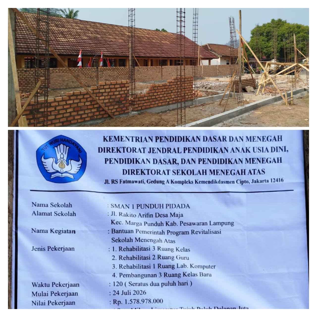 Program Revitalisasi SMAN 1 Punduh Pidada Rp1,5 Miliar Disorot, Dugaan Sejumlah Guru Memborong Pekerjaan Mencuat